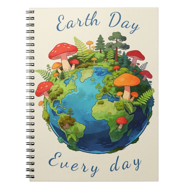 Caderno Espiral Earth Day Every Day Nature Planet Design (Frente)