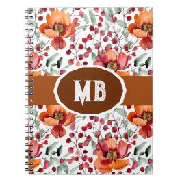 Caderno Espiral Earthy Colors, Fall Flowers Monogrammed