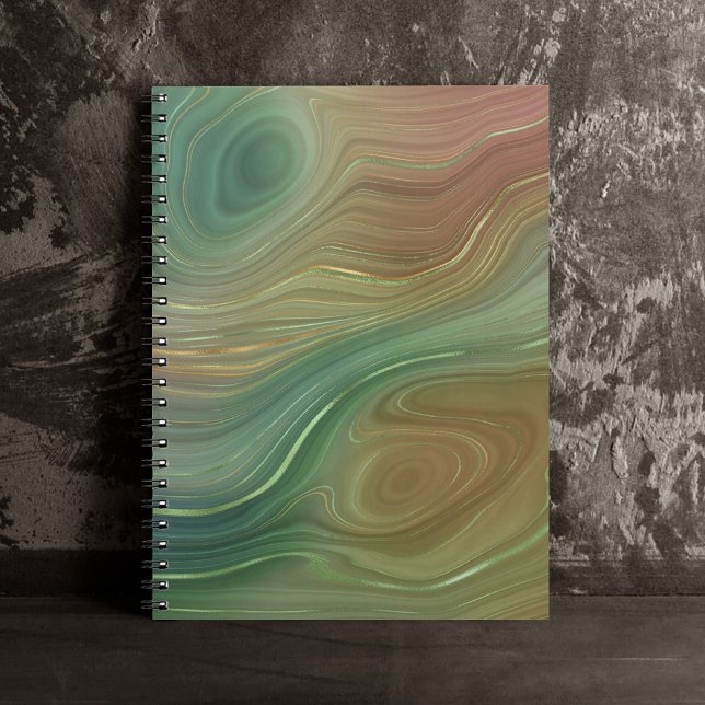 Caderno Espiral Earthy Strata | Emerald Green Brown Dourado Agate (Criador carregado)