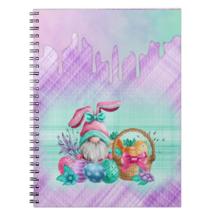Caderno Espiral Easter Bunny Gnome With Basket Eggs 