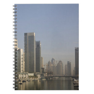 Caderno Espiral EAU, Dubai. Torres Marina com barcos em âncora.