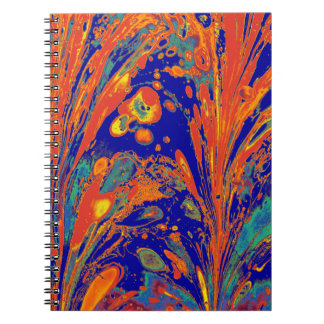 Caderno Espiral Ebru Marbling Art com Padrões Flores. ABSTRATO B