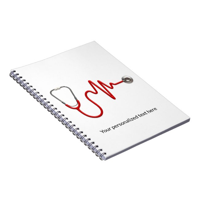 Caderno Espiral ECG Wave EKG Cardiopatias Estetoscópio Médico (Lado Direito)