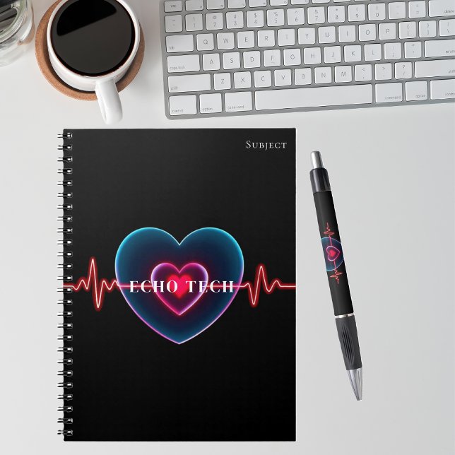 Caderno Espiral Echo Tech | Batimento cardíaco | EKG (Echo Tech _ Heartbeat _ EKG Notebook-Cardiac Sonographer Notebook)