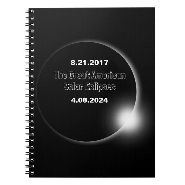 Caderno Espiral Eclipse Solar Duplamente Datado de 2024 & 2017 (Frente)