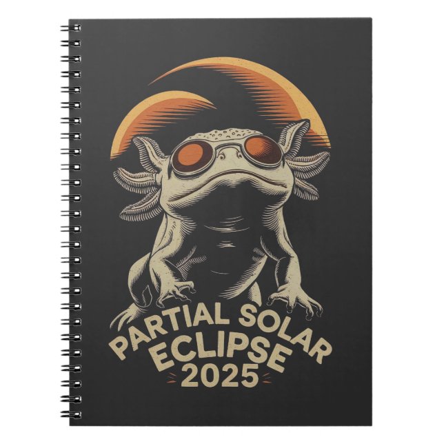 Caderno Espiral Eclipse Solar Parcial 2025 Axolotl Ammph (Frente)