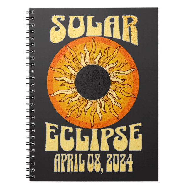 Caderno Espiral Eclipse solar Retroativo Total Eclipse 8 de abril  (Frente)