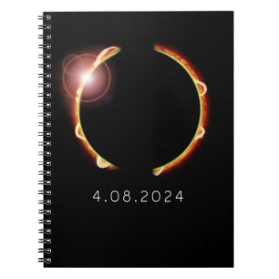 Caderno Espiral Eclipse Solar Total Sun 8 de abril de 2024