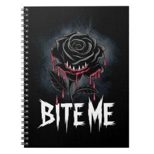 Caderno Espiral Edgy 'Bite Me' Gótico Rosa