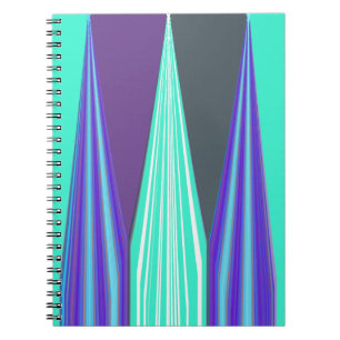 Caderno Espiral Edgy Blue Purple Cyan Chevron Art Impressão