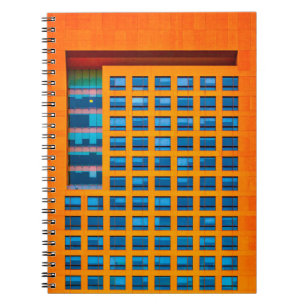 Caderno Espiral Edifício azul e laranja