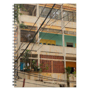 Caderno Espiral Edifício Colorido Vintage - vietnamita, antigo