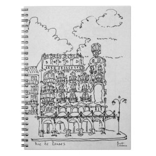 Caderno Espiral Edifício Haussmann Rue de Rennes, Paris