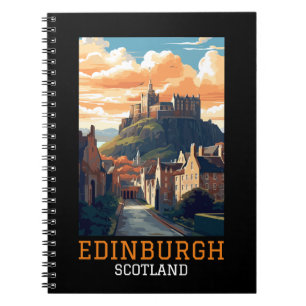 Caderno Espiral Edinburgh Scotland Castle Retro Viagens vintage