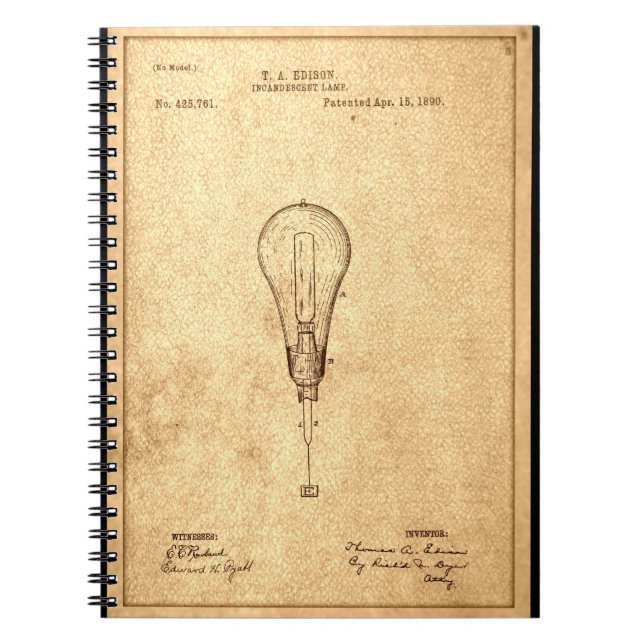 Caderno Espiral Edison Bulb Patent (Frente)