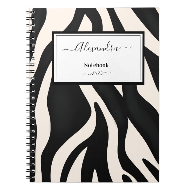 Caderno Espiral Editable Animal Zebra Black White (Frente)