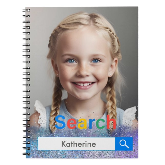 Caderno Espiral Editable Photo Google search Bar unique gift (Frente)
