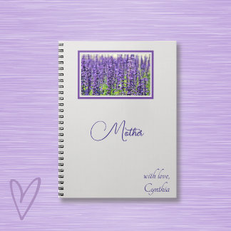 Caderno Espiral Editar Nomes, Lindo Diário de Lavanda,