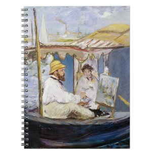 Caderno Espiral Edouard Manet - Monet em seu barco-estúdio