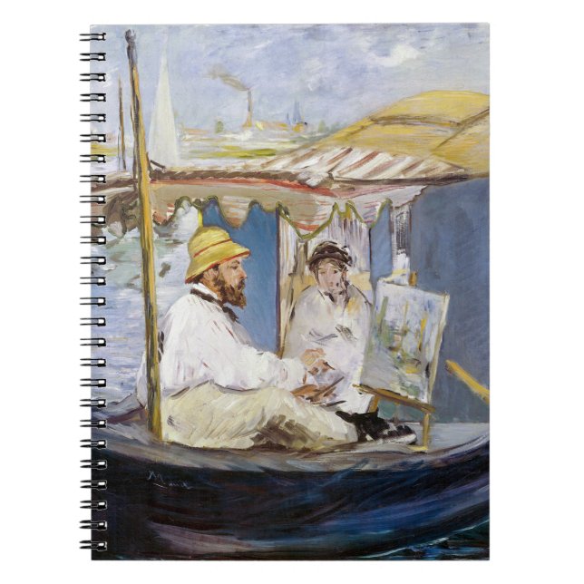 Caderno Espiral Edouard Manet - Monet em seu barco estúdio (Frente)