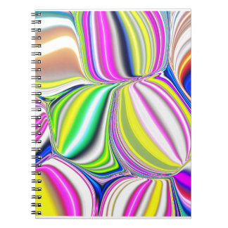 Caderno Espiral Efeito 3d da pintura de abstrato, em neon col