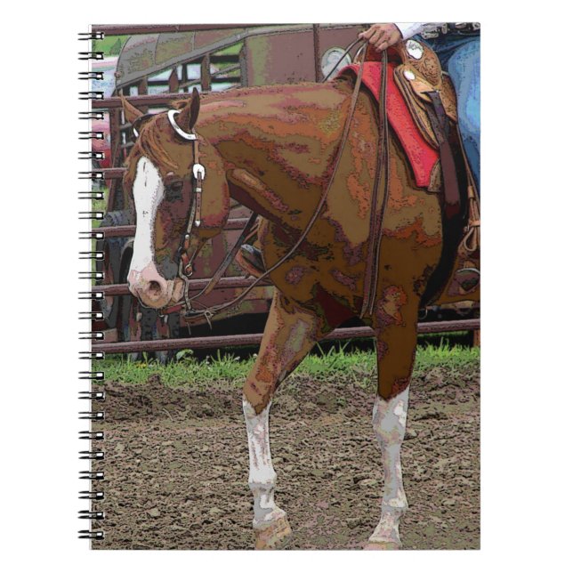 Caderno Espiral Efeito Cartoon de Cavalo Ocidental (Frente)