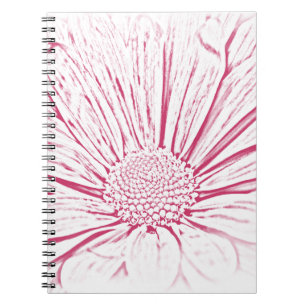 Caderno Espiral Efeito da Flor de Margarida Rosa