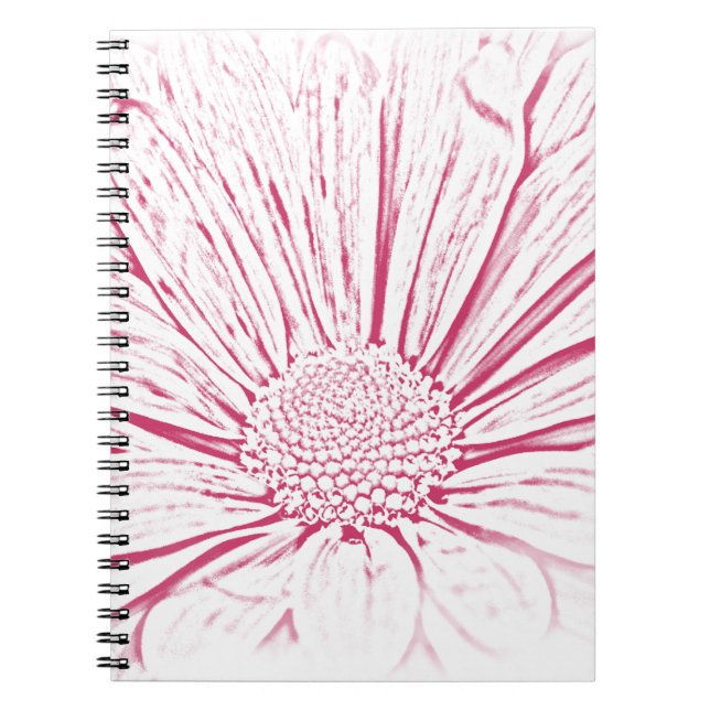 Caderno Espiral Efeito da Flor de Margarida Rosa (Frente)