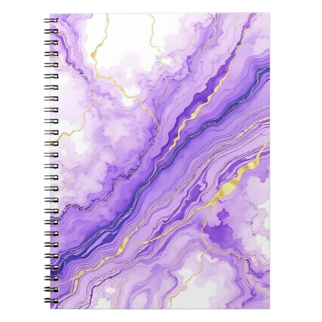 Caderno Espiral efeito de mármore roxo (Frente)