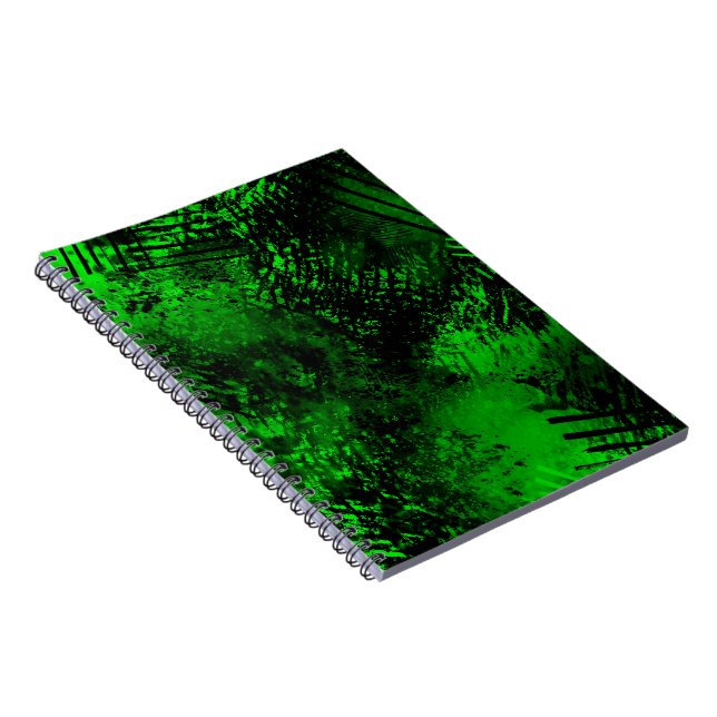 Caderno Espiral Efeito de respingo de tinta Verde e Preto (Lado Direito)