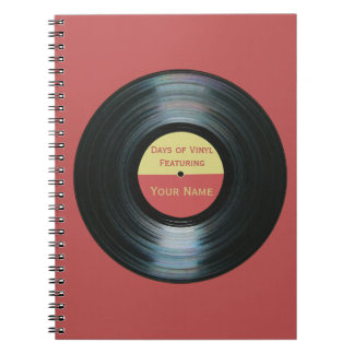 Caderno Espiral Efeito preto do registro de vinil - dias do