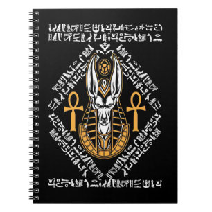 Caderno Espiral Egito Deus Anubis Ankh Egito Hieroglifos