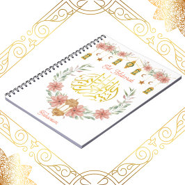 Caderno Espiral Eid Mubarak|Flores de Caligrafia Árabe Ramadã