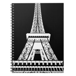 Caderno Espiral Eiffel Tower Black White Image