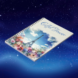 Caderno Espiral Eiffel Tower Paris Floral Monograma |