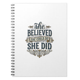 Caderno Espiral Ela Acreditava Que Fez Camisa de Motivação Vintage