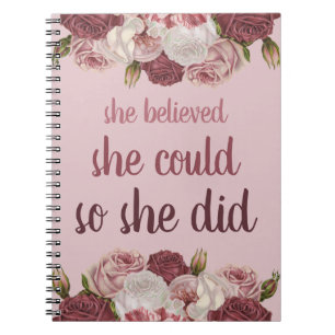 Caderno Espiral Ela Acreditava Que Podia Então Fez Rosa Dourado F