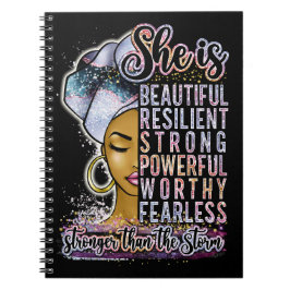 Caderno Espiral Ela É Rainha Negra Melanina Mulher Marrom