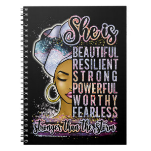 Caderno Espiral Ela É Uma Linda Mulher Negra Resiliente Melanin Si