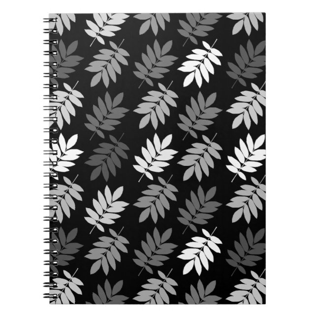 Caderno Espiral Elder Leaf Pattern Black White Grey (Frente)