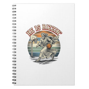 Caderno Espiral Ele É Camiseta Religiosa de Basquete Vintage Rizzi
