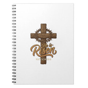 Caderno Espiral Ele Ressuscitou Cruz Coroa de Espinhos Camiseta Cr