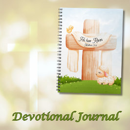 Caderno Espiral Ele Ressuscitou Mateus 28:6 Cruz de Páscoa e Corde