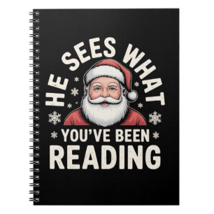 Caderno Espiral Ele Vê O Que Você Tem Lido Papai Noel Bibliófilo