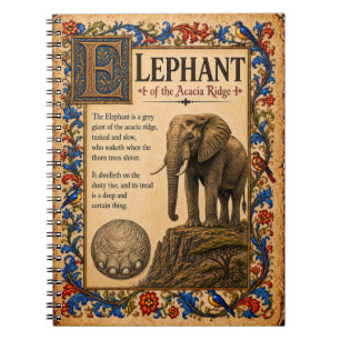Caderno Espiral Elefante, Arte do Bestiário Medieval