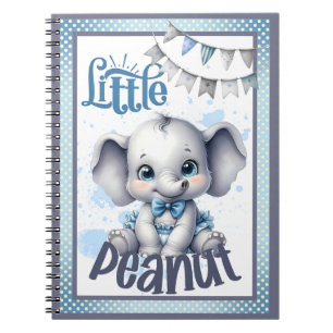 Caderno Espiral Elefante Azul Doce - Pequeno amendoim