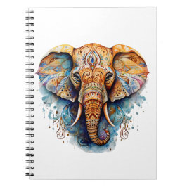 Caderno Espiral Elefante colorido de mandala