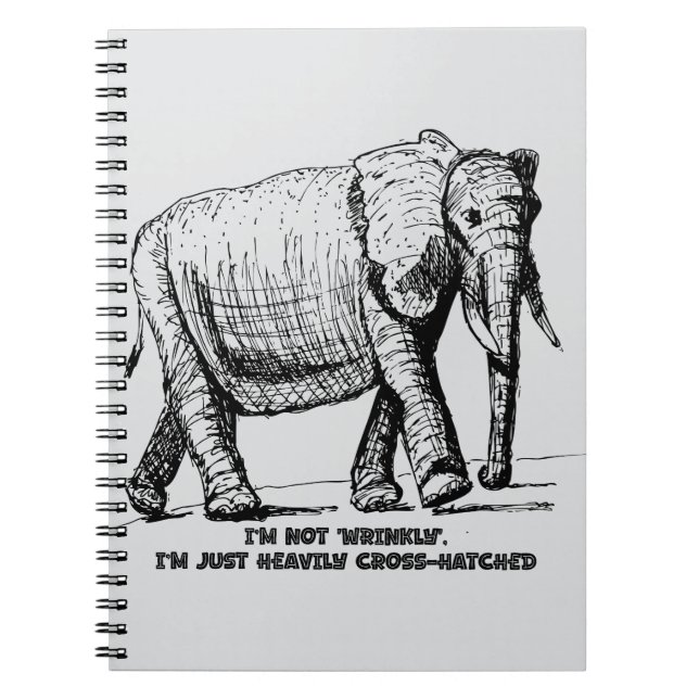 Caderno Espiral Elefante com sombreado forte entrecruzado (Frente)