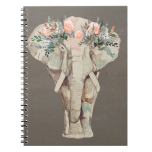 Caderno Espiral Elefante de Coroa Flor II
