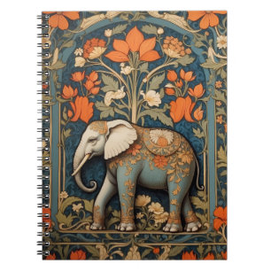 Caderno Espiral Elefante Decorado William Morris Inspirou Floral